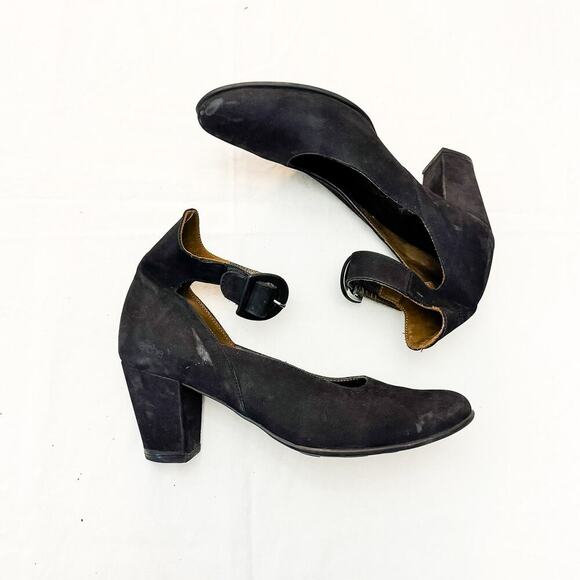 Arche Noir Mary Jane Suede Black Style Small Heeled Shoes Size 41 - Picture 3 of 5